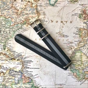 NATO Military Style Nylon Strap 20mm Black Gray